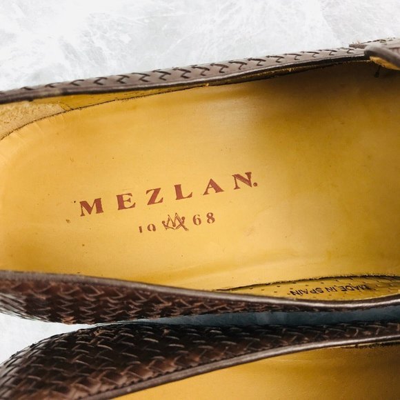 Mezlan Turing Mens size 9.5 M Loafers‎ Brown woven basket tassels dress loafers